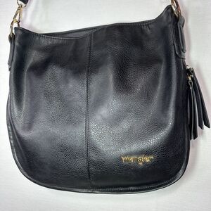 Wrangler Hobo Crossbody‎ Shoulder Bag Black Leather Purse Expandable Zip